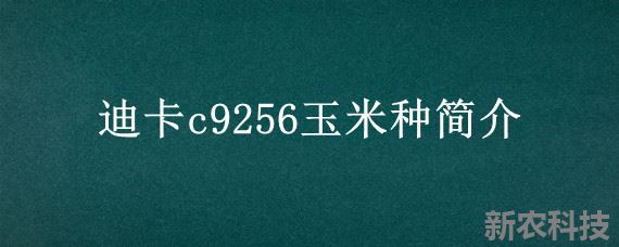 迪卡c9256玉米种简介迪卡c9256玉米种怎么了